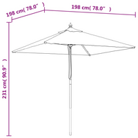 Garden Parasol with Wooden Pole Black 198x198x231 cm