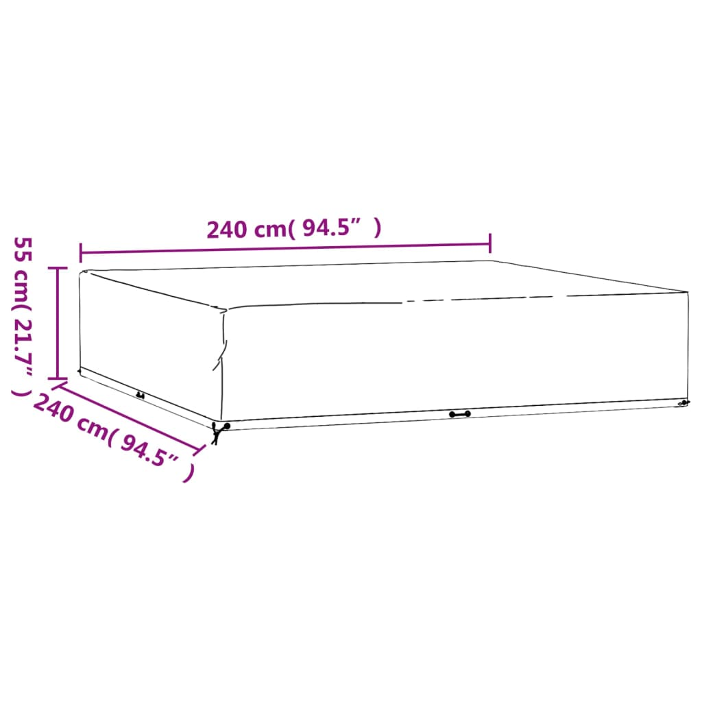 vidaXL Garden Furniture Covers 2 pcs 16 Eyelets 240x240x55 cm Square