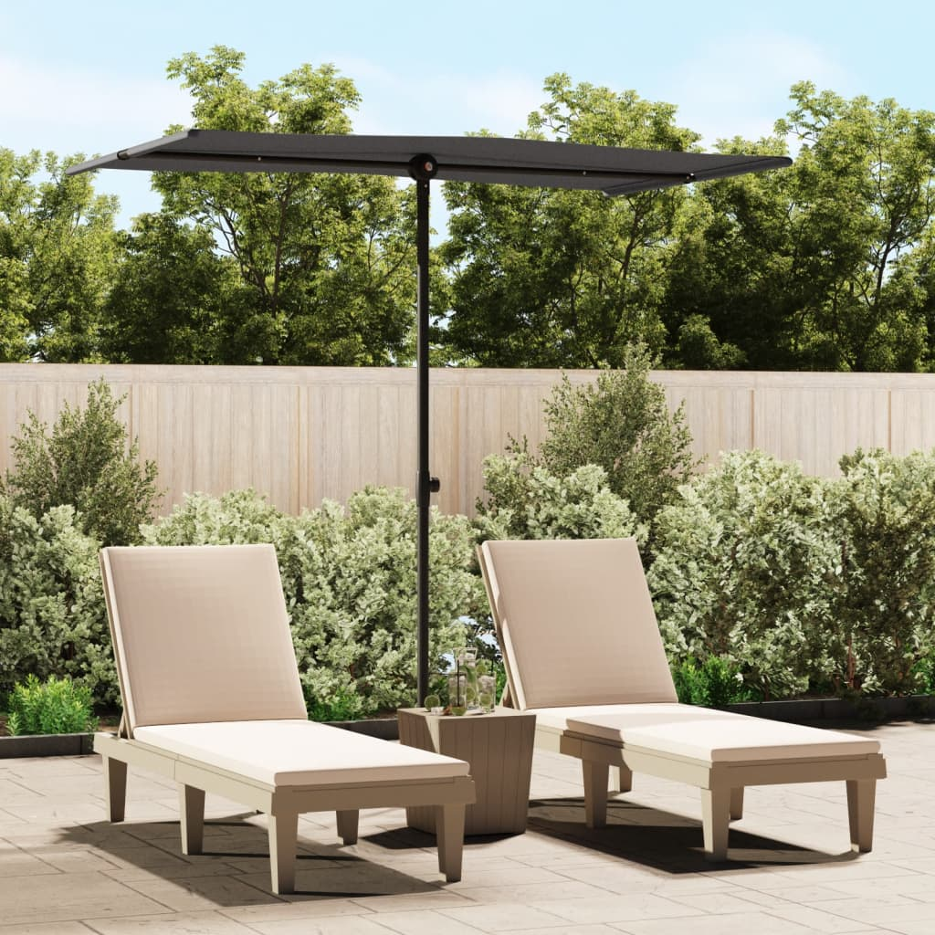 Outdoor Parasol with Aluminium Pole 180x110 cm Anthracite - UV Protective and Rotatable Canopy