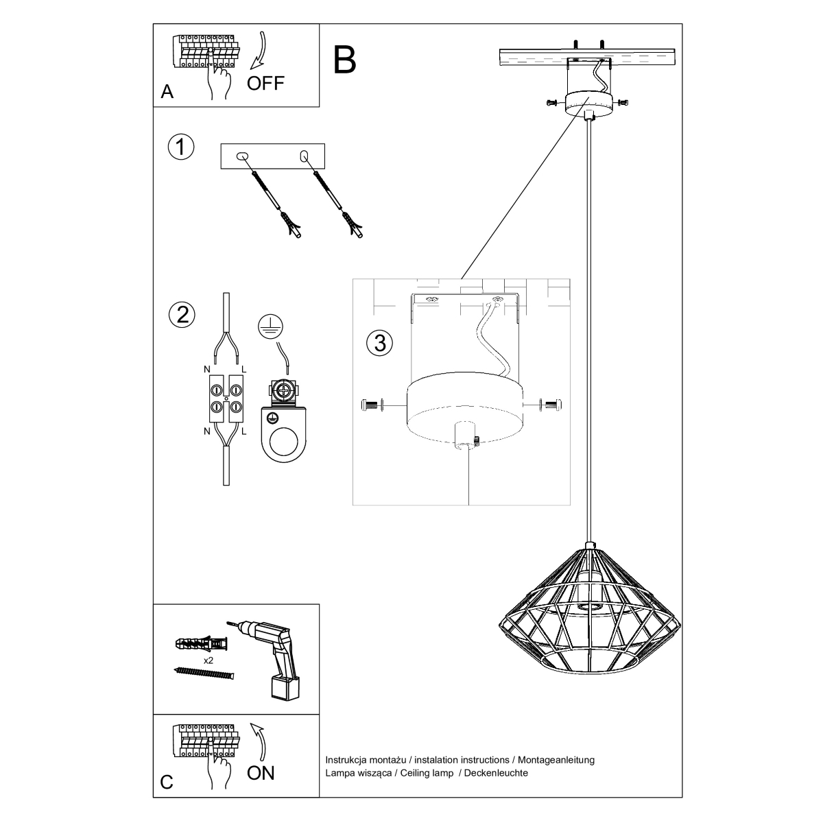 Pendant Lamp UMBERTO Black - Industrial Minimalism meets Classic Design