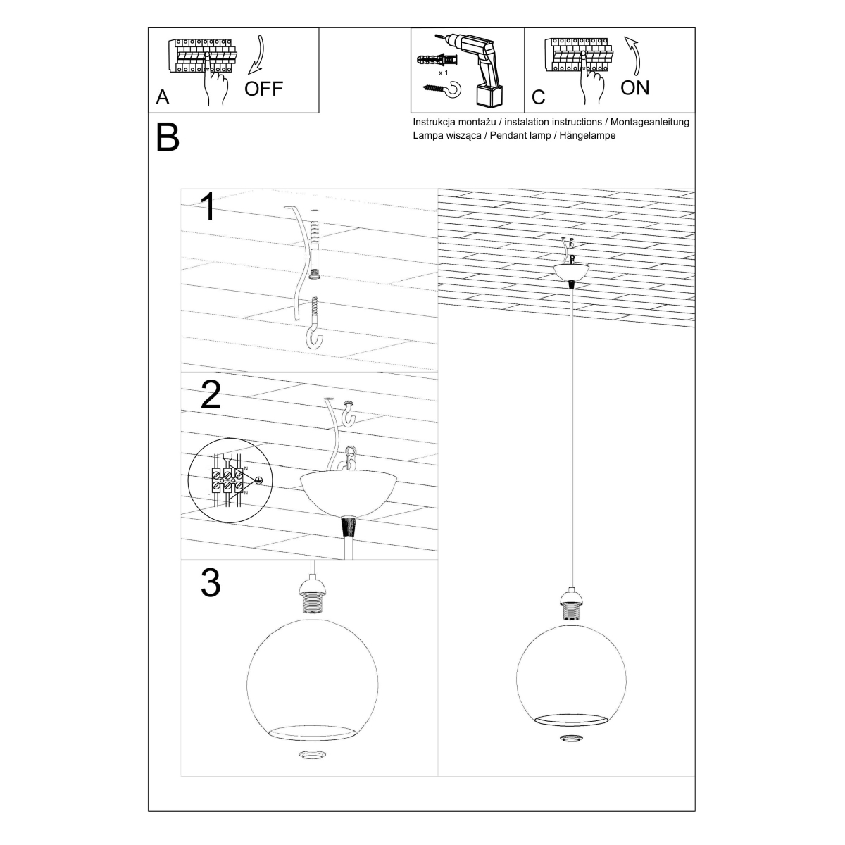 Graphite Pendant Lamp BALL - Modern and Minimalist Lighting