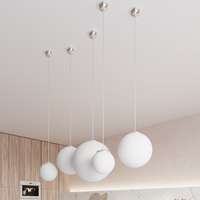 Modern Pendant Lamp UGO 20 - Minimalist Design, Milky Glass Shades