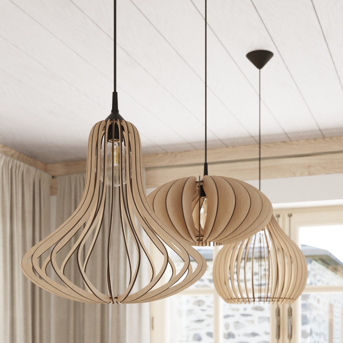 Stylish Pendant Lamp ELZA Wood | Modern and Traditional Interiors