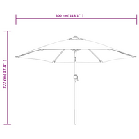 Parasol Sand White 3m Steel Pole - UV Protective, Tilt Function, Durable Construction