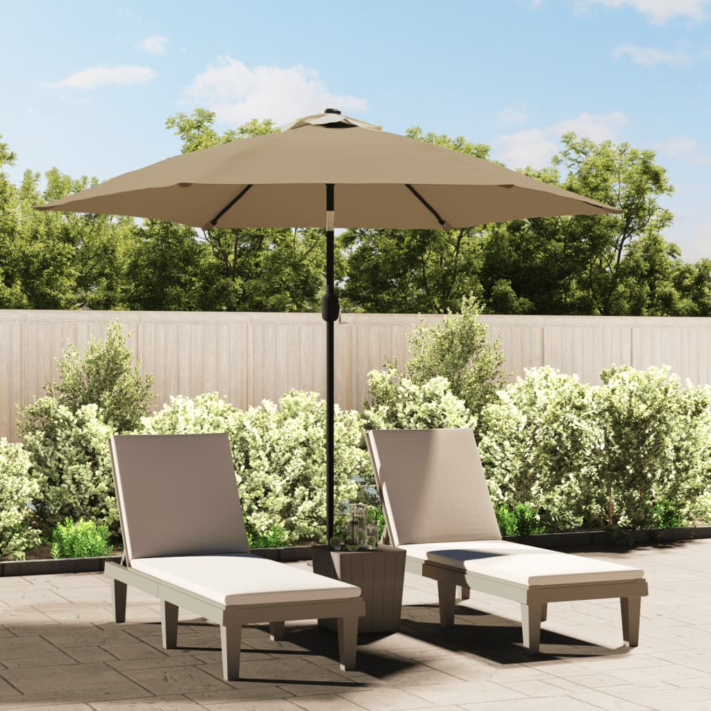 Outdoor Parasol with Metal Pole 300 cm Taupe - UV Protective, Durable, and Easy to Clean