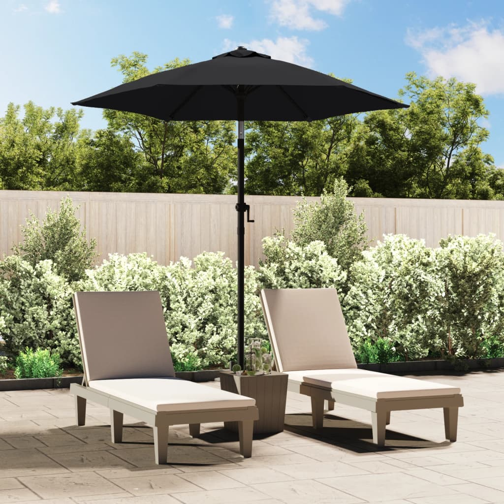 Parasol Black 200x224 cm Aluminium - UV Protective, Crank and Tiltable Design