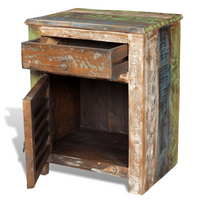 End Table with 1 Drawer 1 Door Reclaimed Wood - Rustic and Sustainable