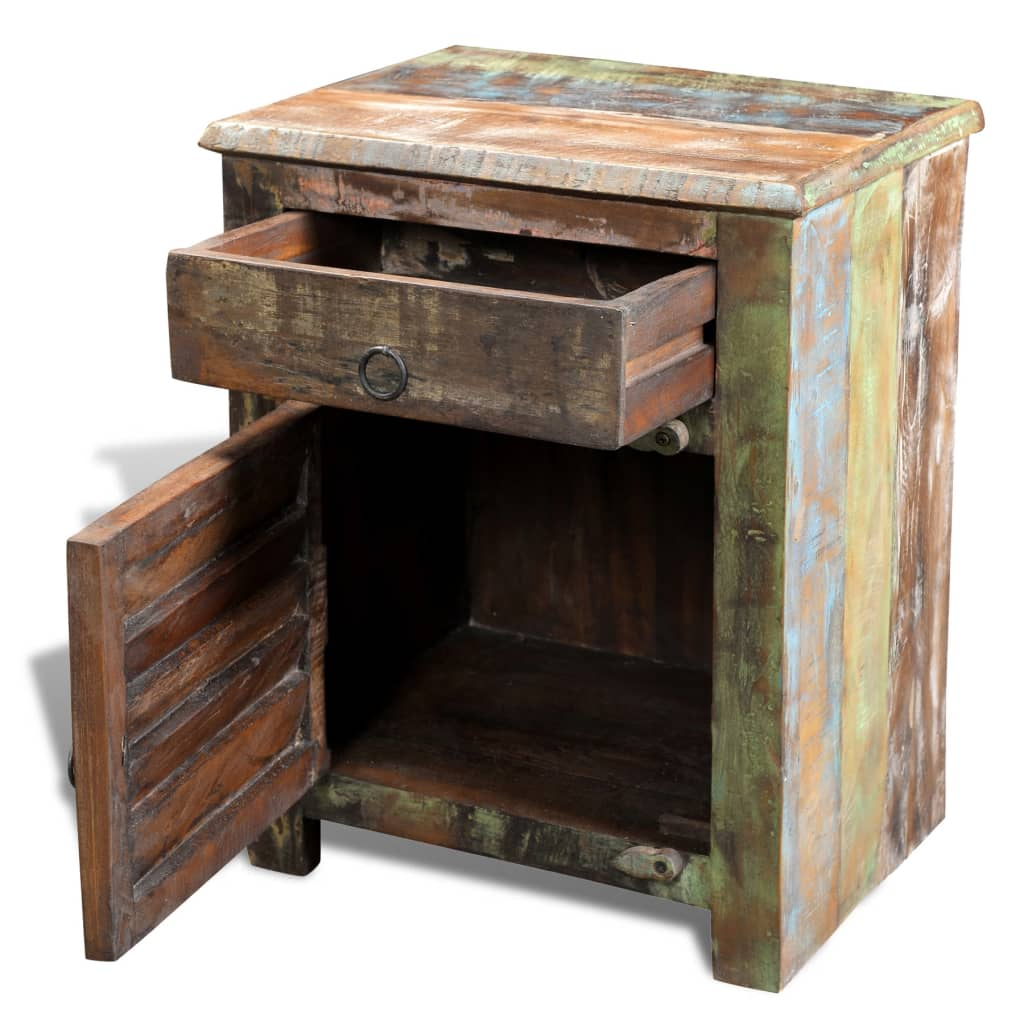 End Table with 1 Drawer 1 Door Reclaimed Wood - Rustic and Sustainable