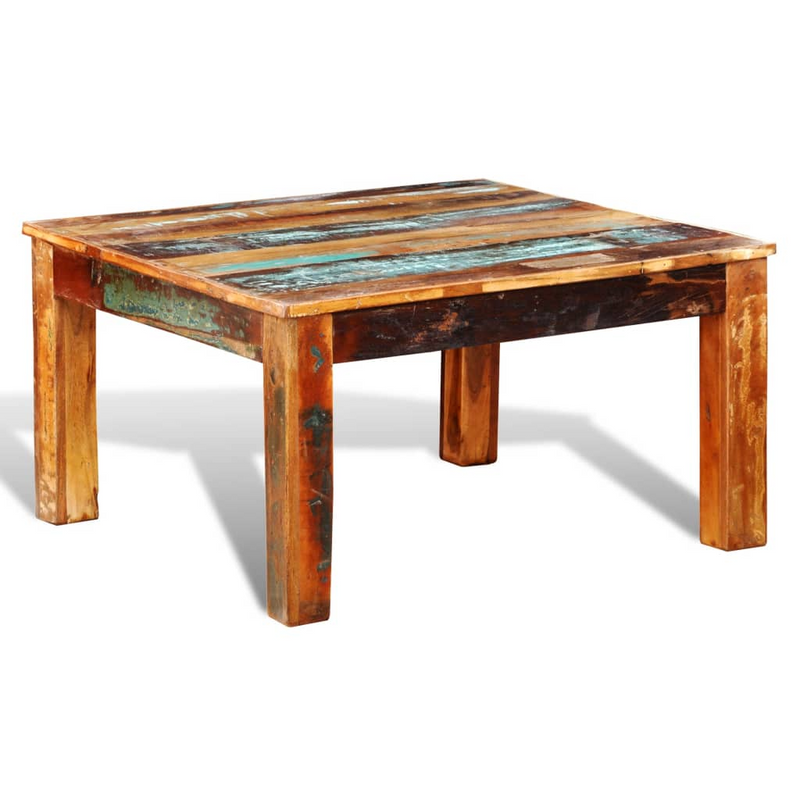 Coffee Table Square Reclaimed Wood - Antique-Style Living Accessory