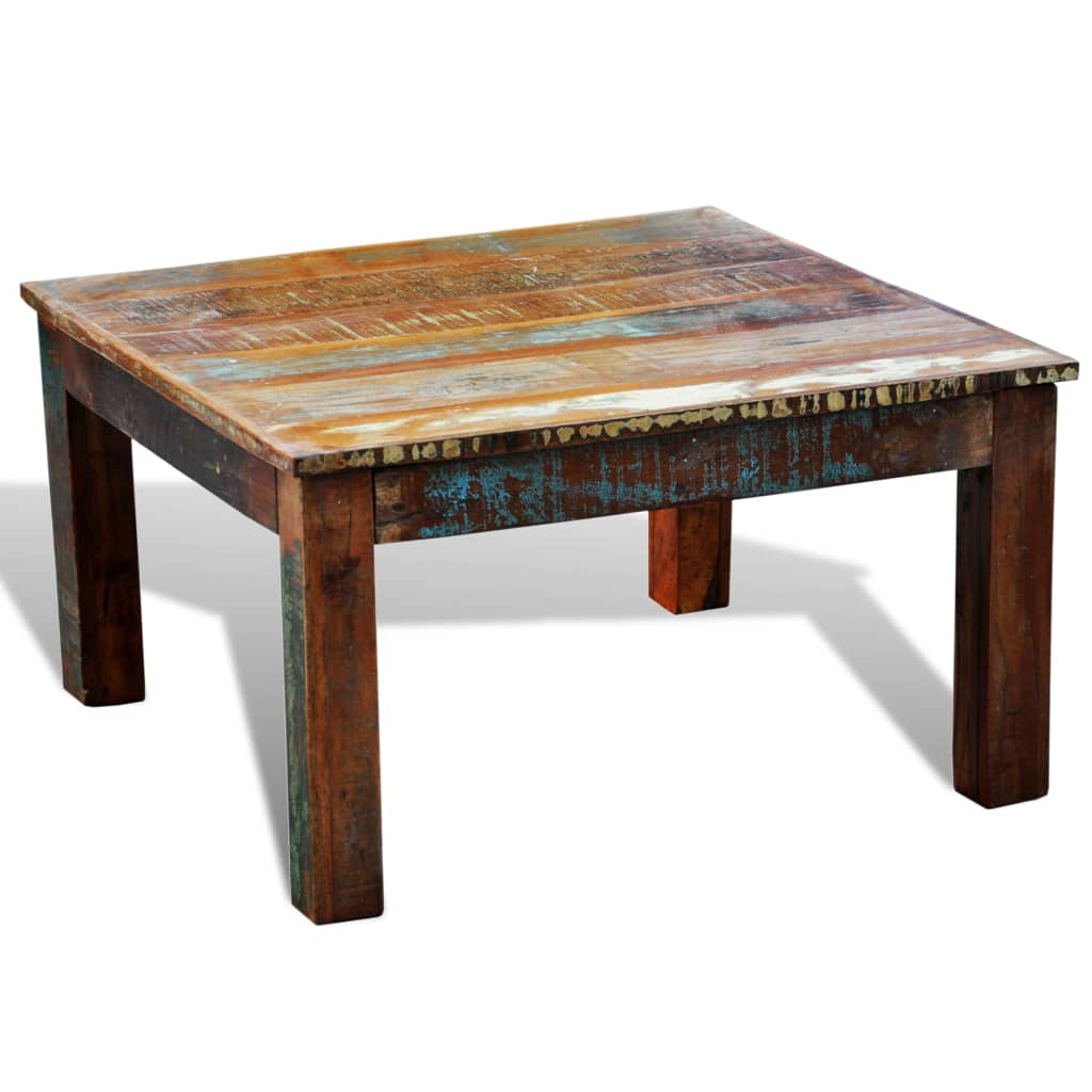 Coffee Table Square Reclaimed Wood - Antique-Style Living Accessory