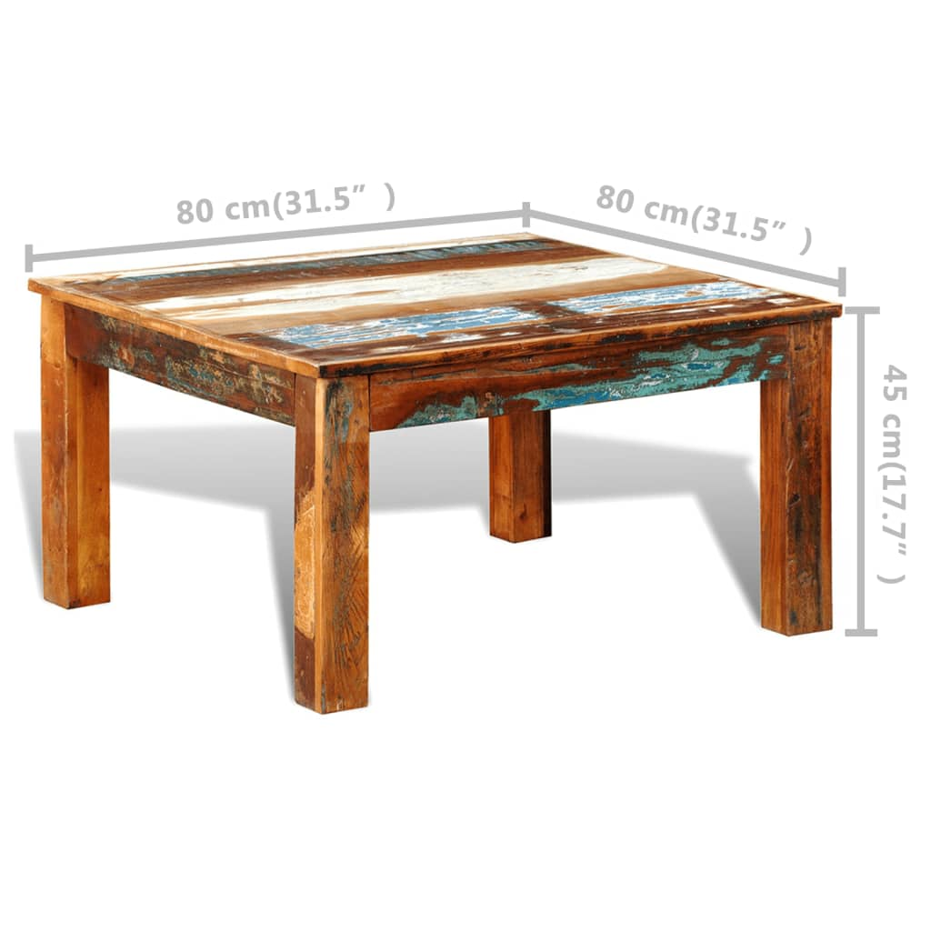 Coffee Table Square Reclaimed Wood - Antique-Style Living Accessory