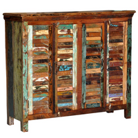 Reclaimed Cupboard Solid Wood with 4 Doors - Antique-Style Storage for Your Home