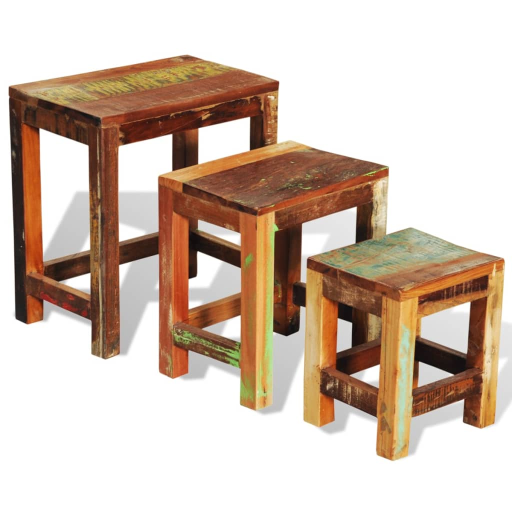 Nesting Table Set - Vintage Reclaimed Wood - 3 Pieces