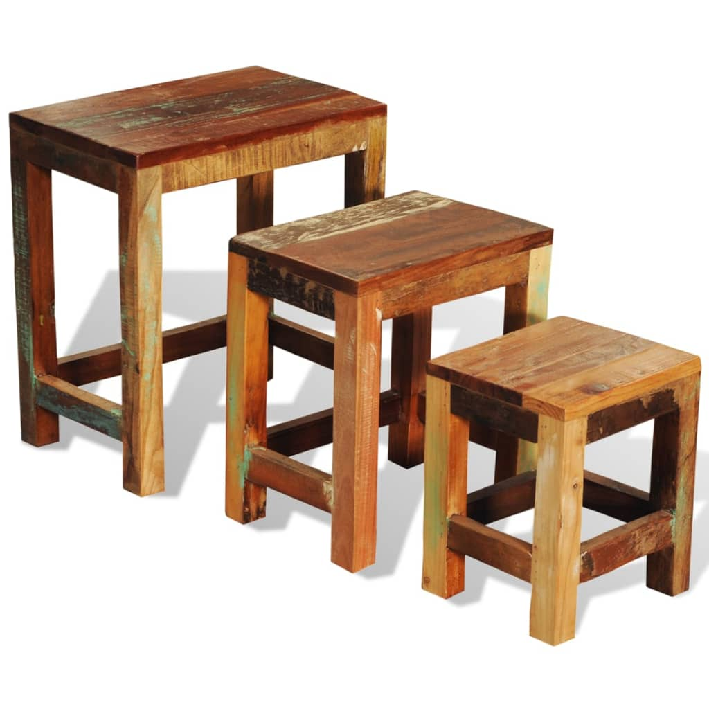 Nesting Table Set - Vintage Reclaimed Wood - 3 Pieces