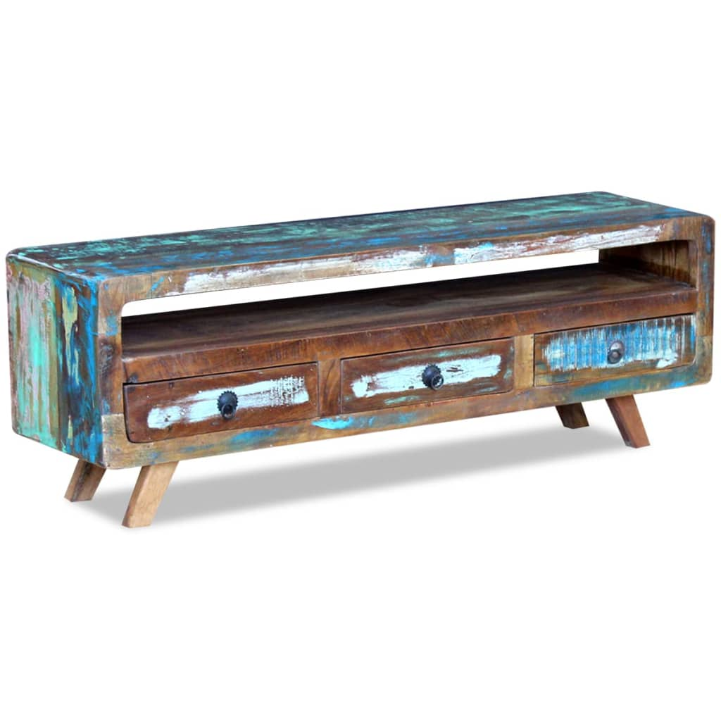 TV Cabinet with 3 Drawers | Solid Reclaimed Wood