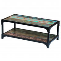 Coffee Table Solid Reclaimed Wood - Vintage Style, Multicolour, Handmade