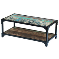 Coffee Table Solid Reclaimed Wood - Vintage Style, Multicolour, Handmade