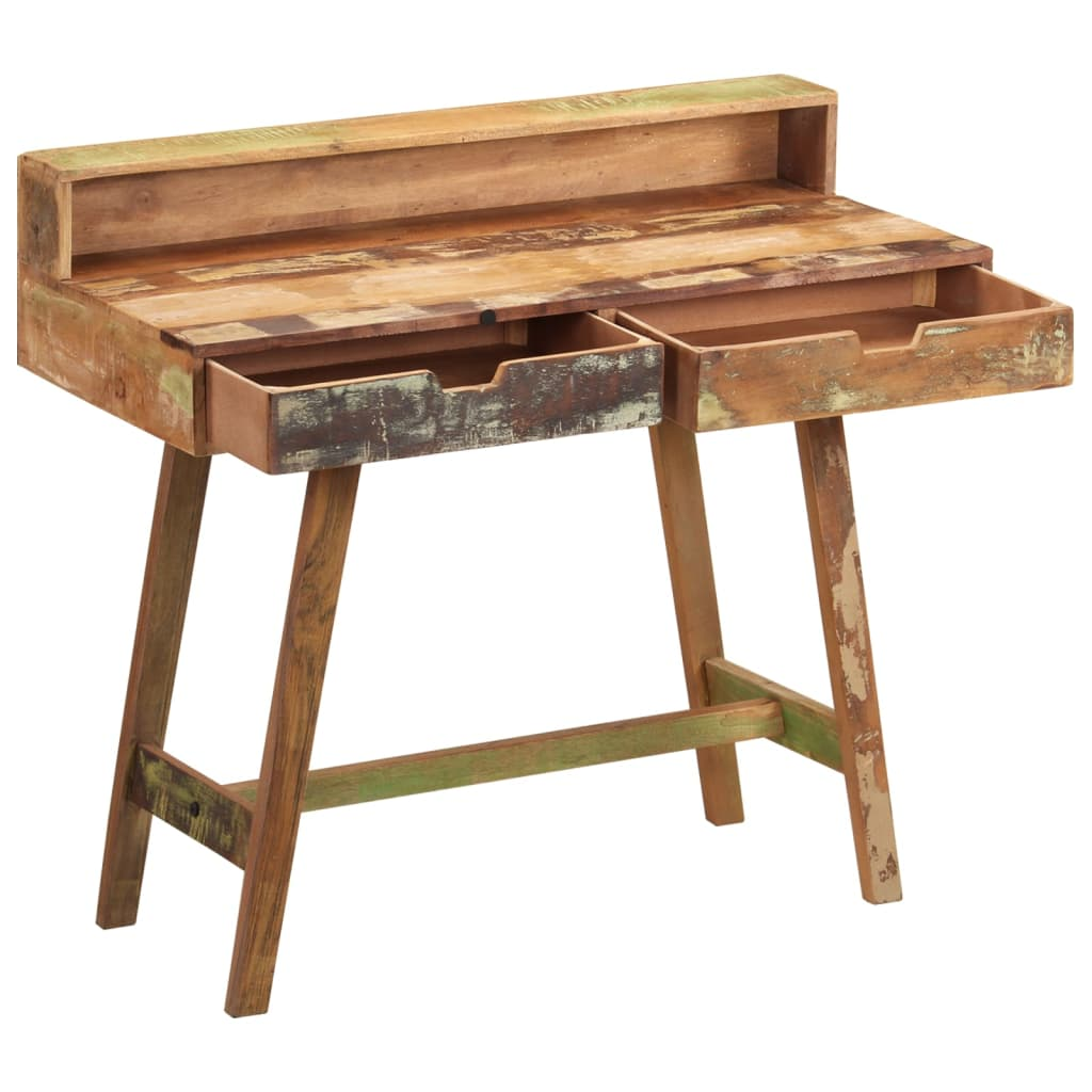 Desk Solid Reclaimed Wood - Vintage-Style, Handmade, Multicolour