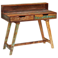 Desk Solid Reclaimed Wood - Vintage-Style, Handmade, Multicolour