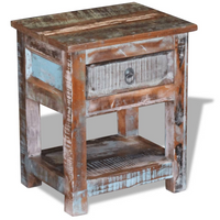 Side Table with 1 Drawer - Solid Reclaimed Wood 43x33x51 cm