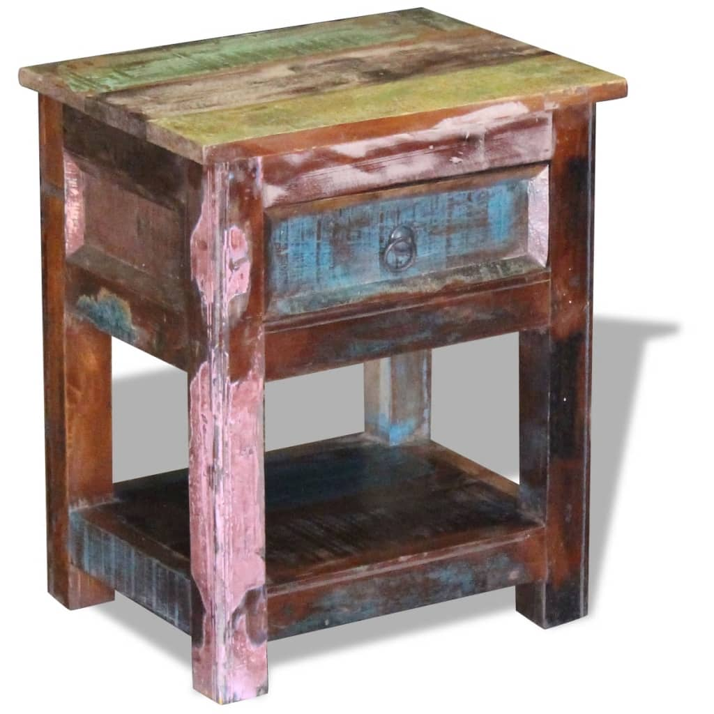 Side Table with 1 Drawer - Solid Reclaimed Wood 43x33x51 cm