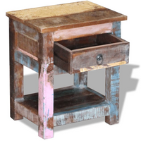 Side Table with 1 Drawer - Solid Reclaimed Wood 43x33x51 cm