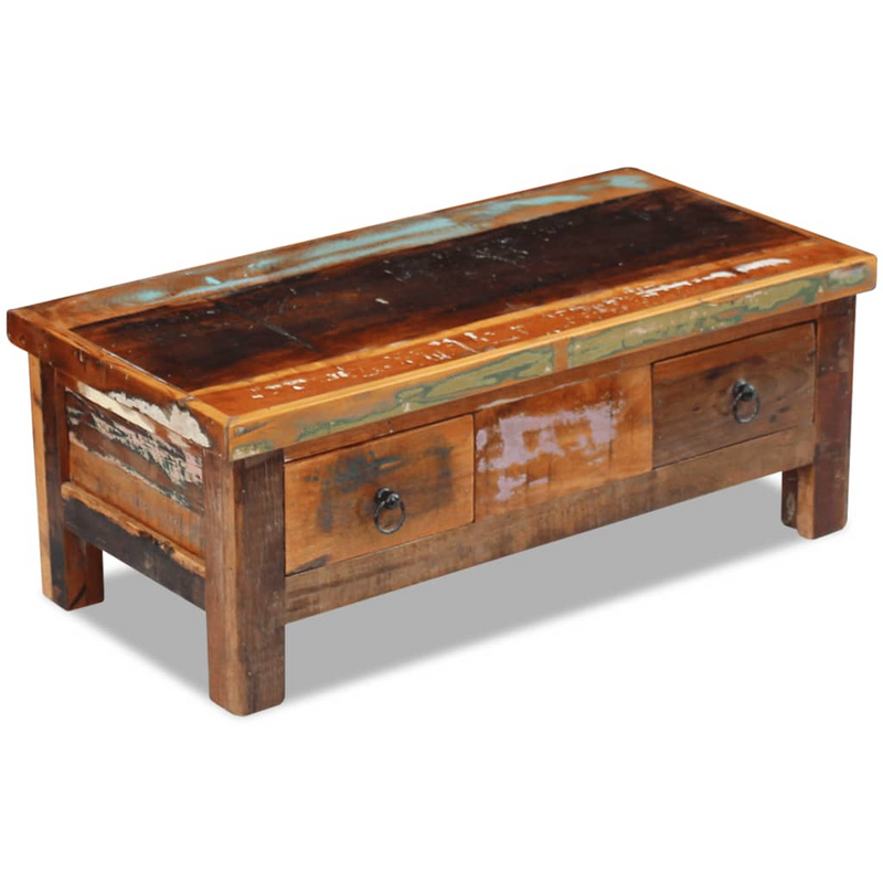 Coffee Table Drawers Solid Reclaimed Wood 90x45x35 cm