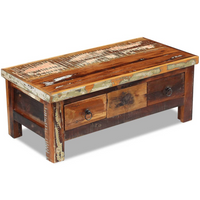 Coffee Table Drawers Solid Reclaimed Wood 90x45x35 cm