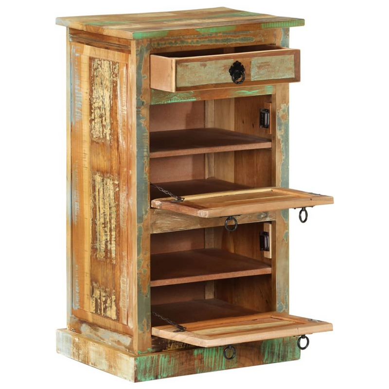 4-Layer Shoe Cabinet with Drawer | Solid Reclaimed Wood - Vintage Charm & Ample Storage