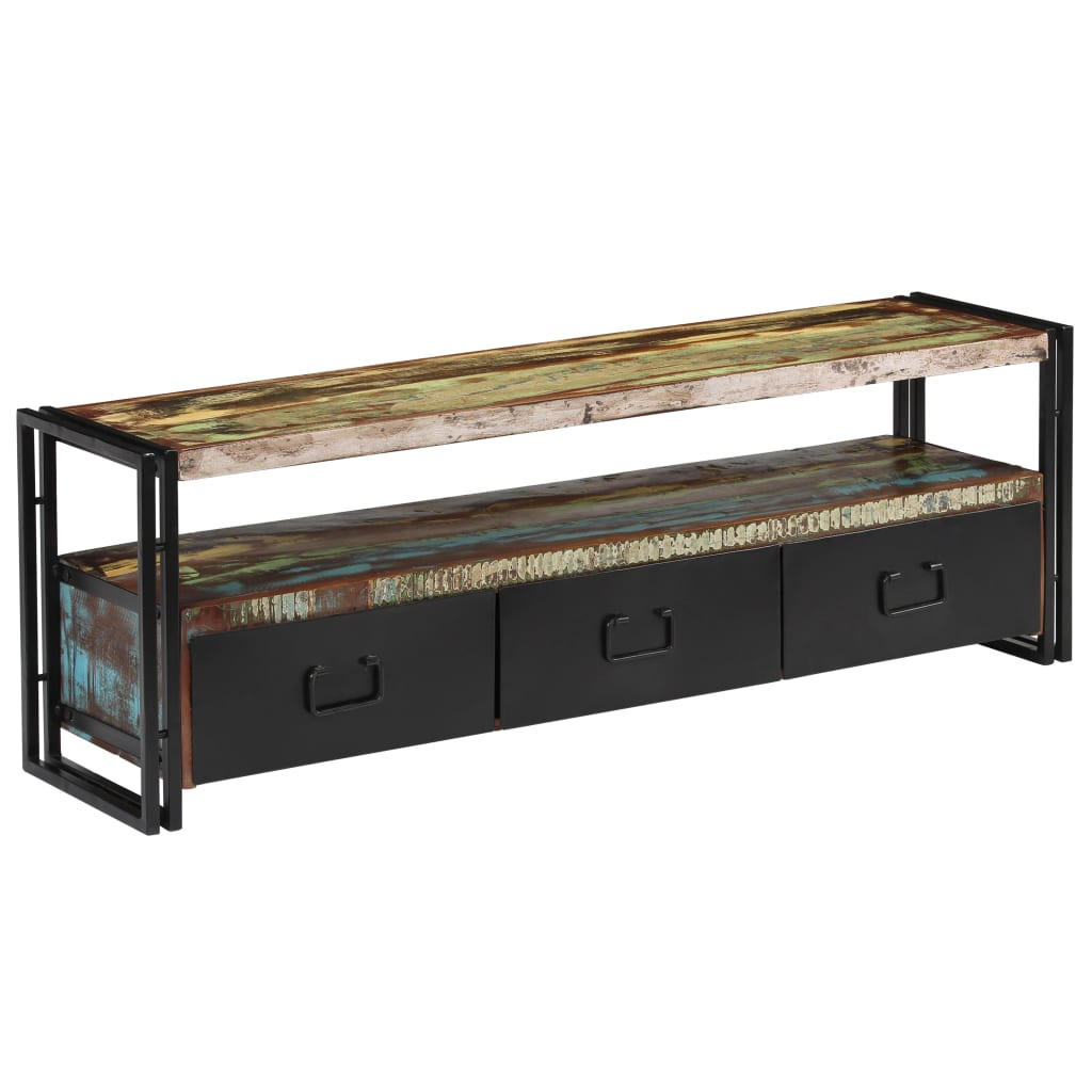 TV Cabinet Solid Reclaimed Wood 120x30x40 cm - Industrial Style | Unique Home Decor