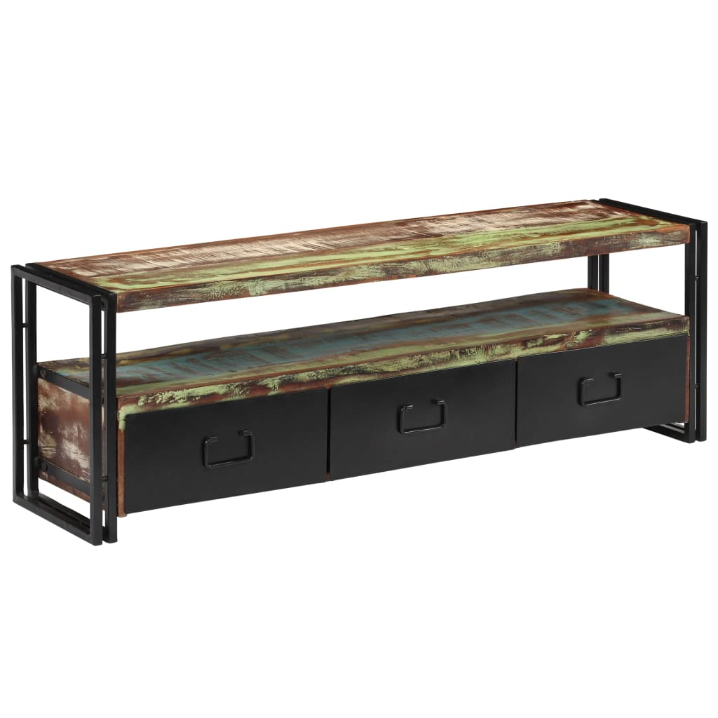 TV Cabinet Solid Reclaimed Wood 120x30x40 cm - Industrial Style | Unique Home Decor