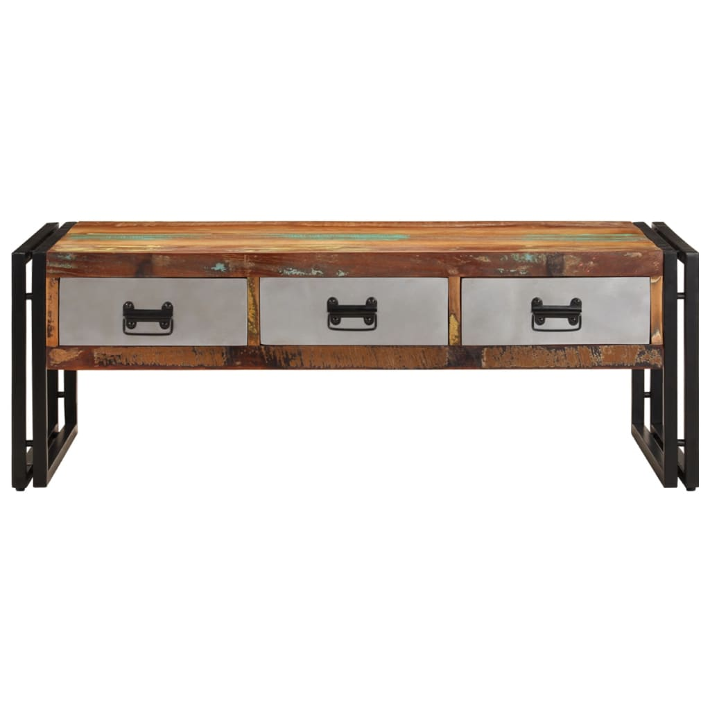 Coffee Table with 3 Drawers Solid Reclaimed Wood 100x50x35 cm