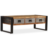 Coffee Table with 3 Drawers Solid Reclaimed Wood 100x50x35 cm