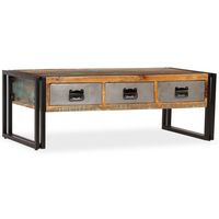 Coffee Table with 3 Drawers Solid Reclaimed Wood 100x50x35 cm