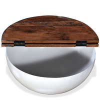 Coffee Table Solid Reclaimed Wood White Bowl Shape