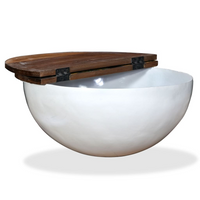 Coffee Table Solid Reclaimed Wood White Bowl Shape