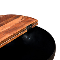 Coffee Table Set 2 Pieces | Solid Reclaimed Wood | Black Bowl Shape