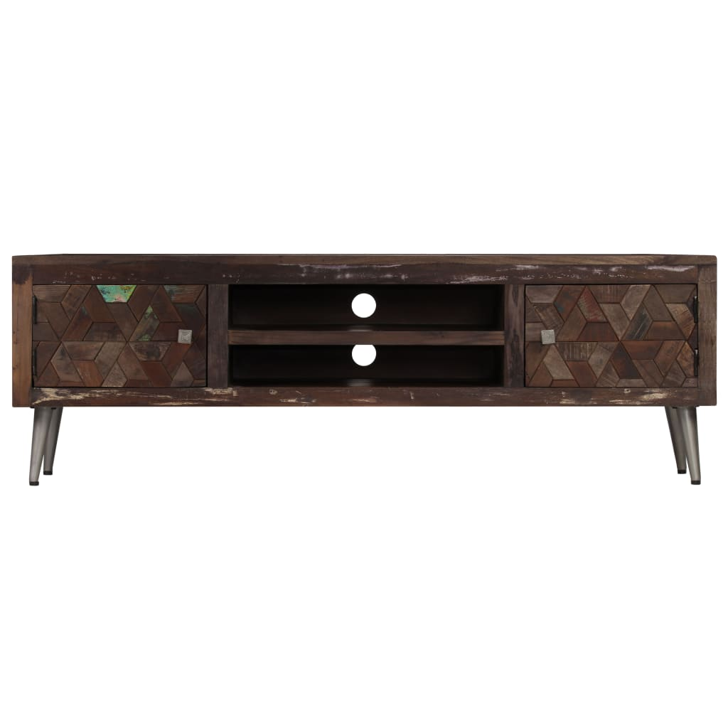 TV Cabinet Solid Reclaimed Wood 140x30x45 cm - Industrial Style, Ample Storage Space