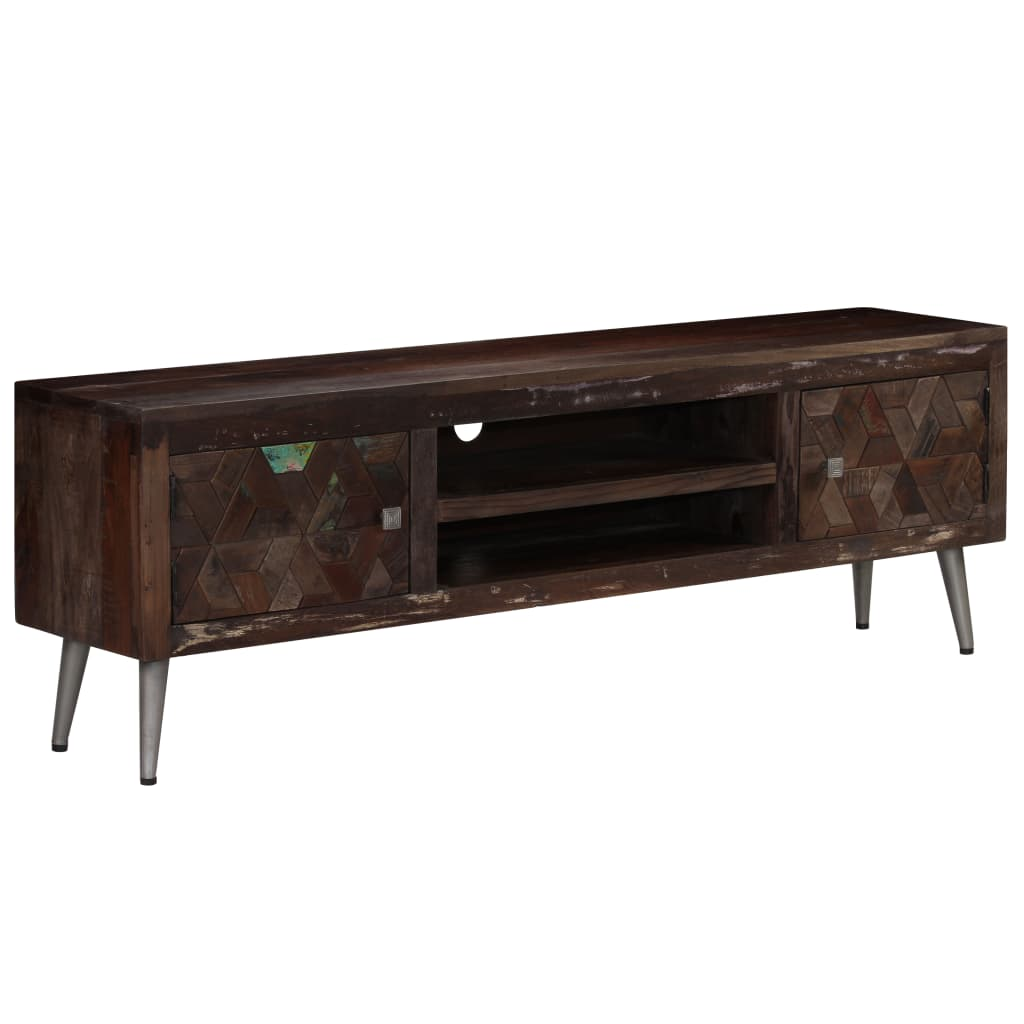 TV Cabinet Solid Reclaimed Wood 140x30x45 cm - Industrial Style, Ample Storage Space