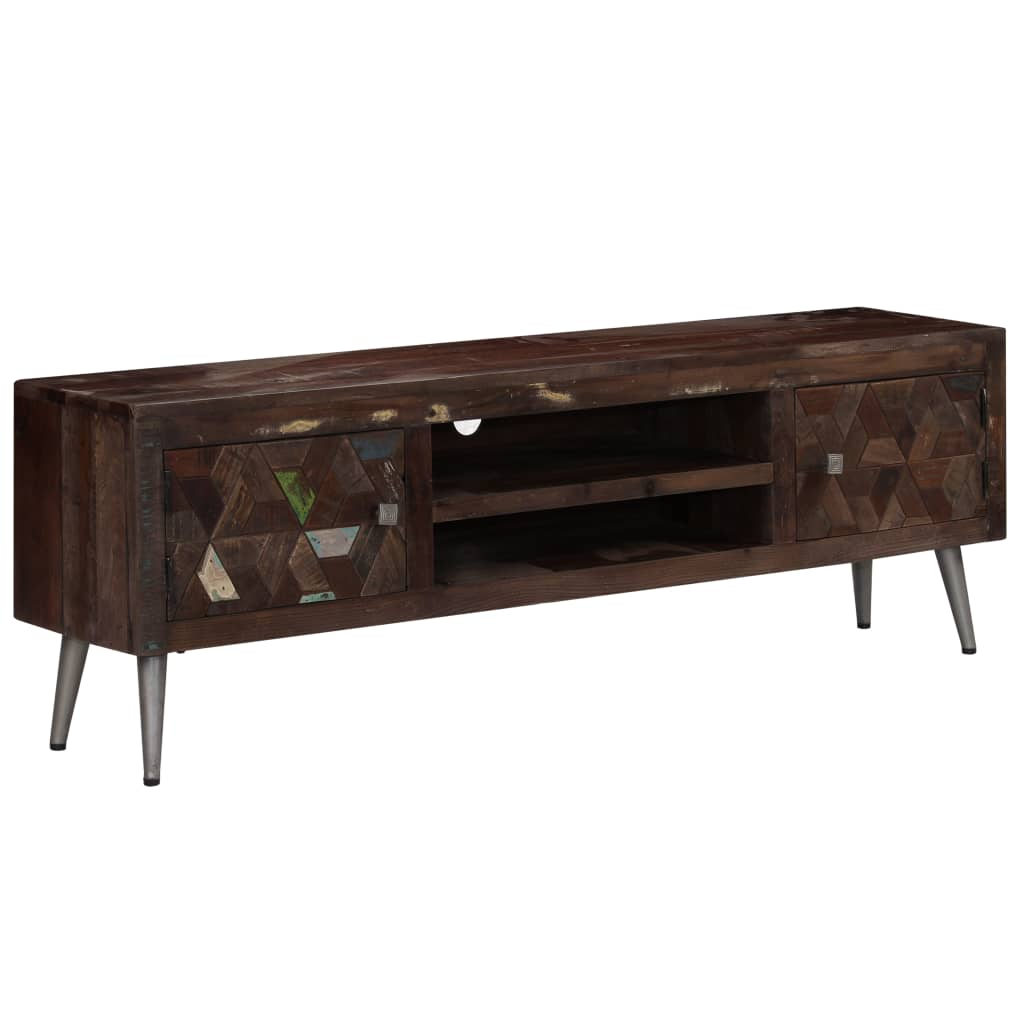 TV Cabinet Solid Reclaimed Wood 140x30x45 cm - Industrial Style, Ample Storage Space