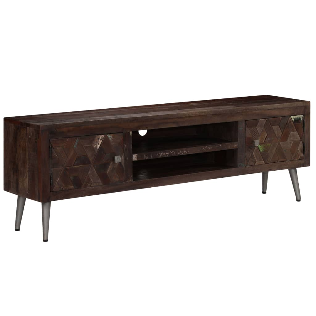 TV Cabinet Solid Reclaimed Wood 140x30x45 cm - Industrial Style, Ample Storage Space