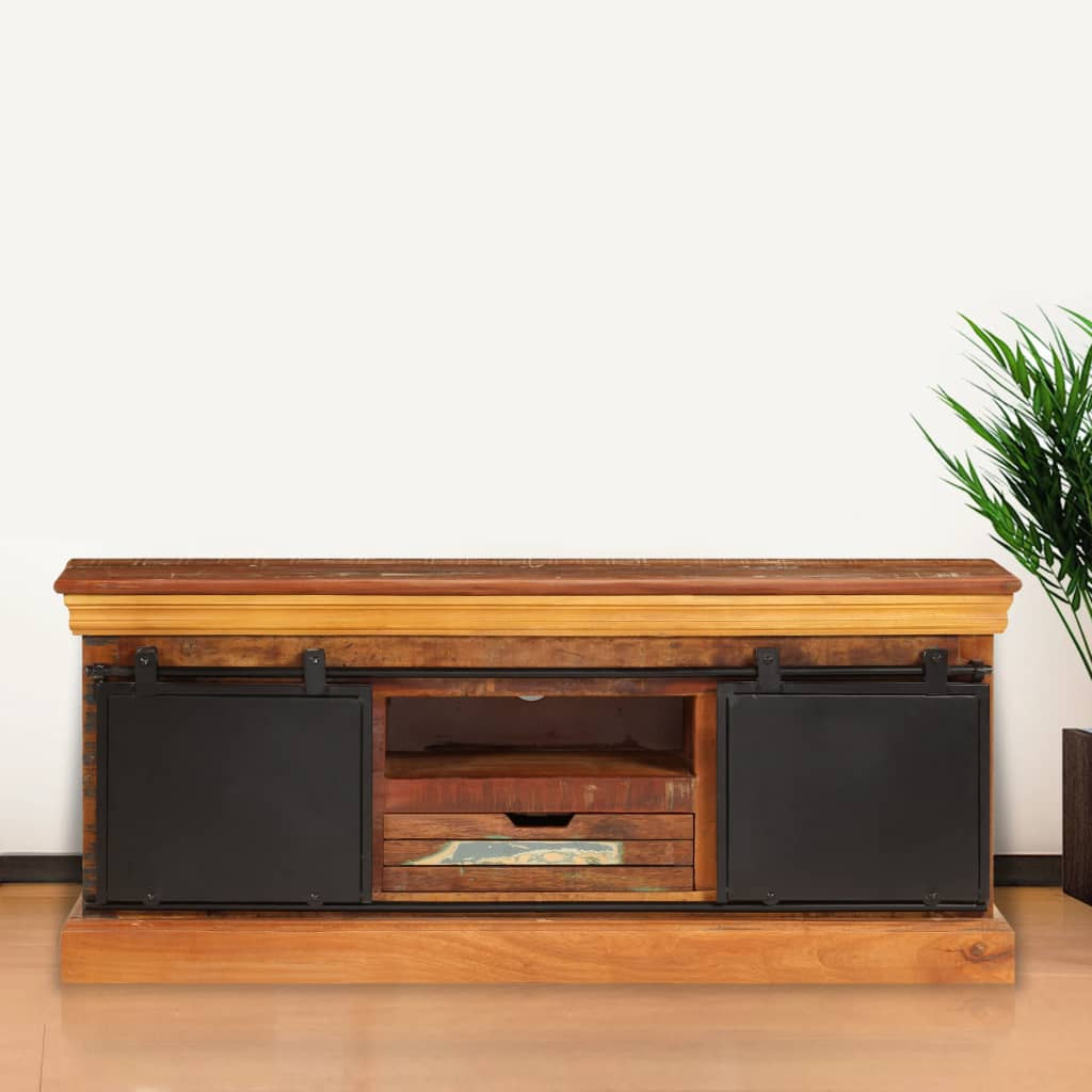 TV Cabinet 110x30x45 cm | Solid Reclaimed Wood | Vintage Charm