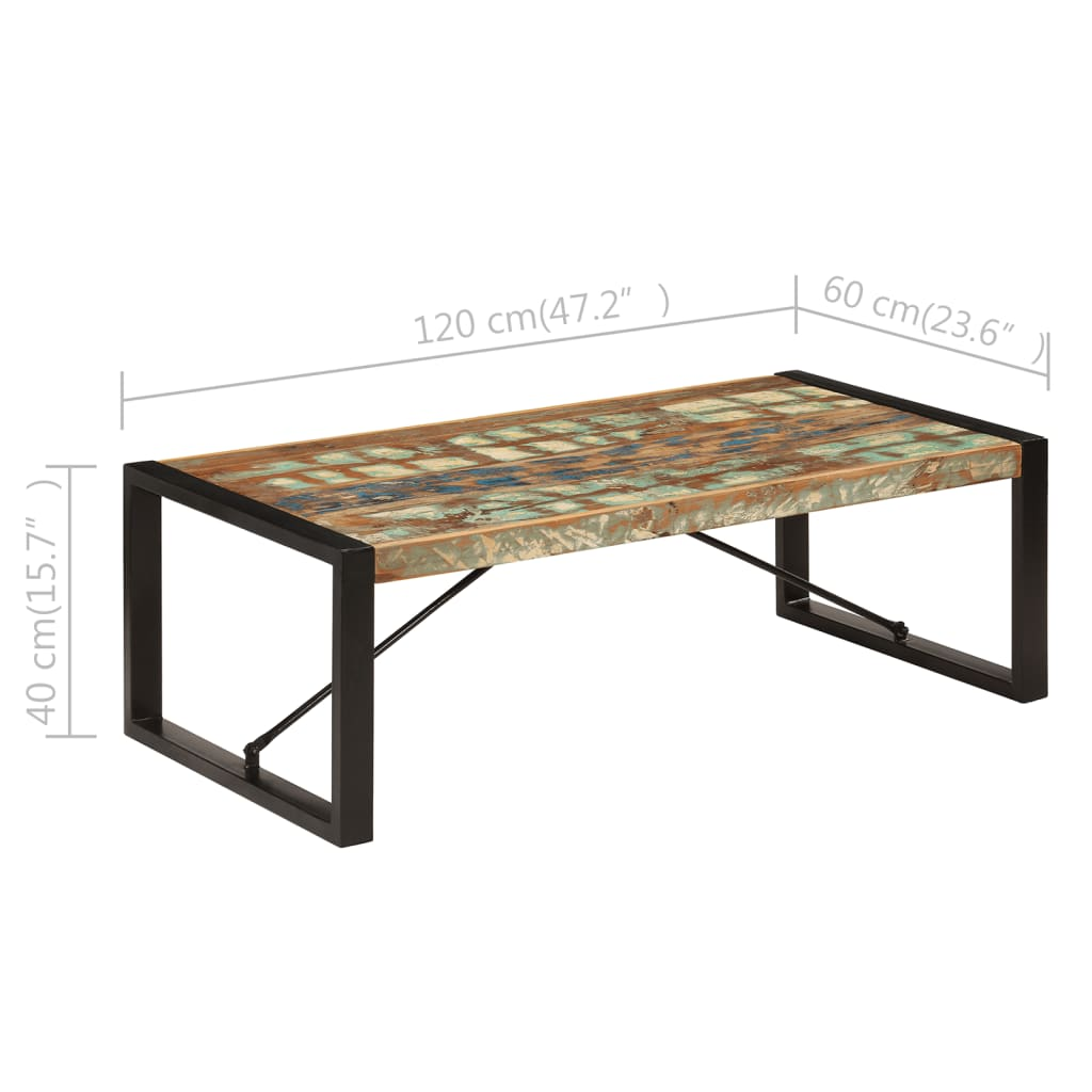 Coffee Table 120x60x40 cm Solid Reclaimed Wood - Industrial Style