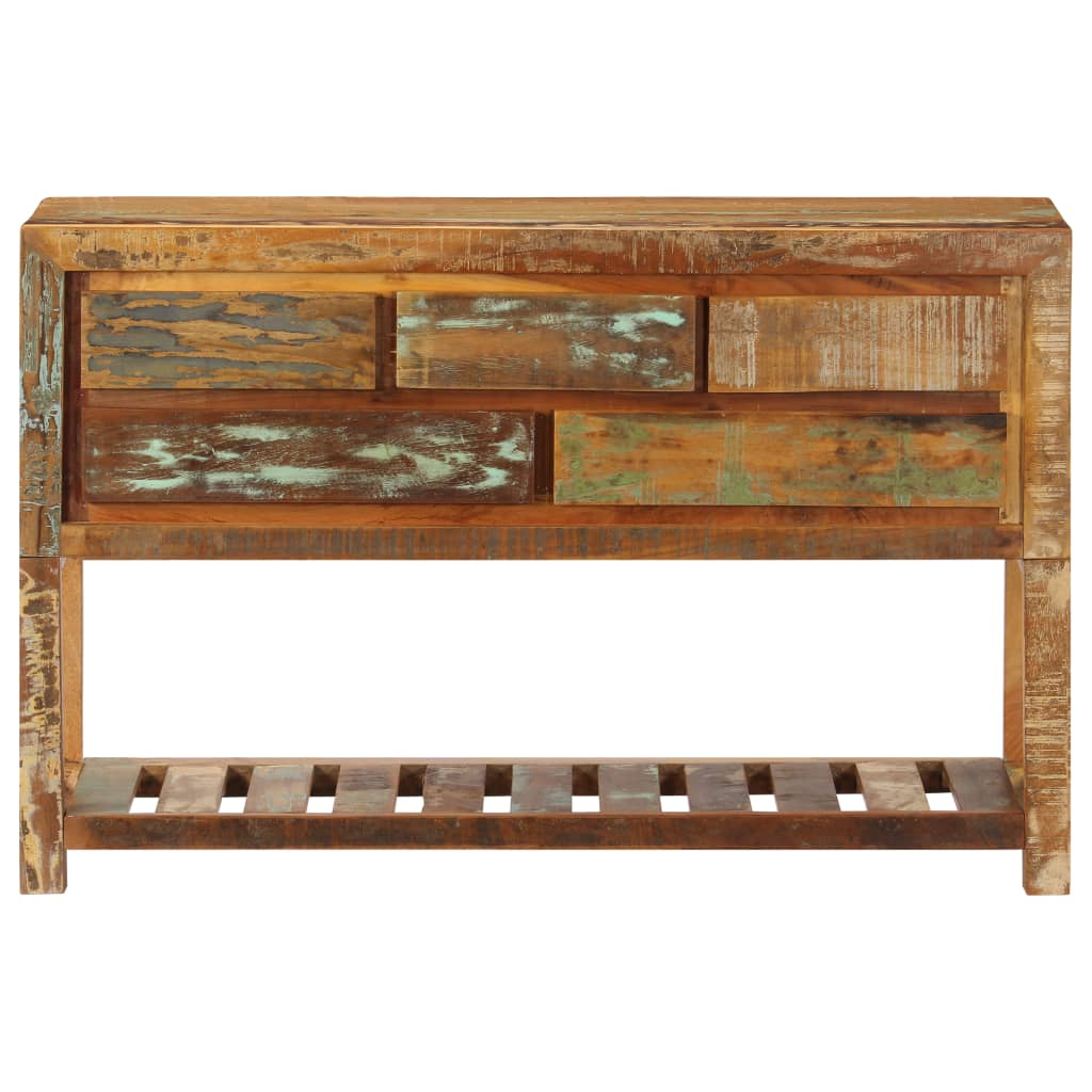 Sideboard 120x30x75 cm - Solid Reclaimed Wood, 5 Drawers, 1 Shelf