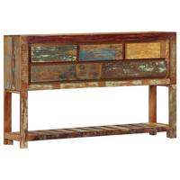 Sideboard 120x30x75 cm - Solid Reclaimed Wood, 5 Drawers, 1 Shelf