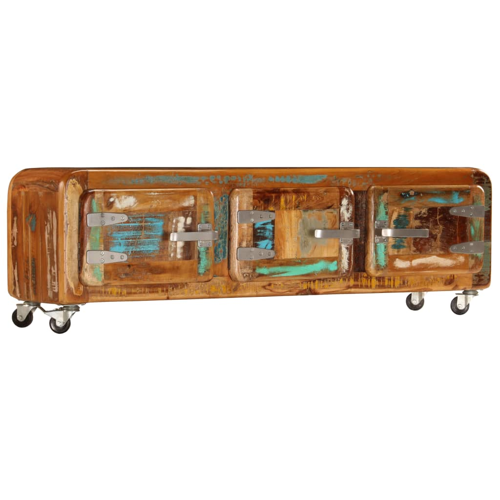 TV Cabinet 120x30x37 cm - Solid Reclaimed Wood - Vintage Charm