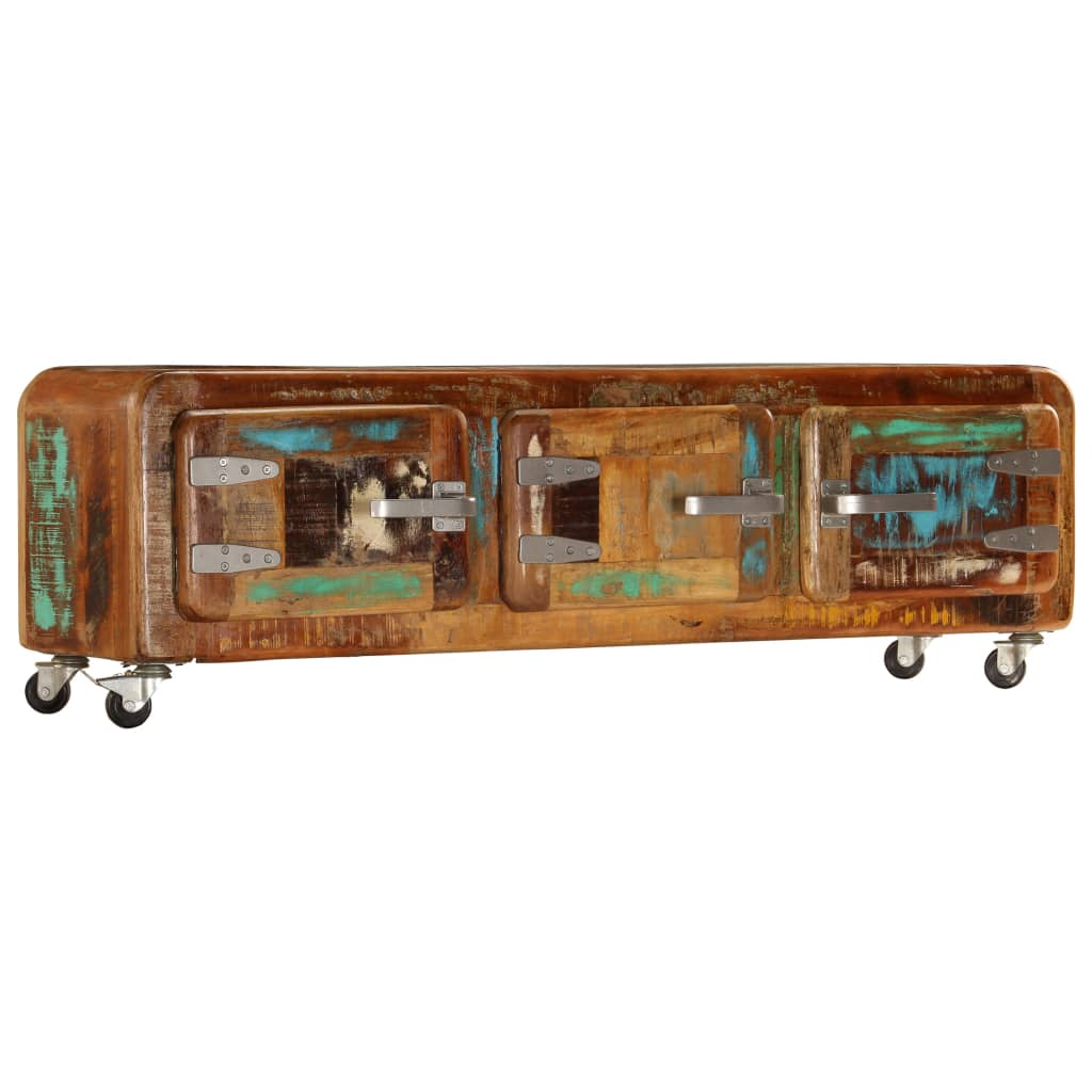 TV Cabinet 120x30x37 cm - Solid Reclaimed Wood - Vintage Charm