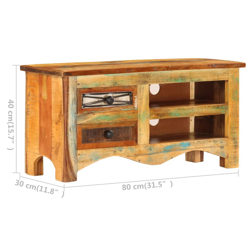 TV Cabinet 80x30x40 cm - Solid Reclaimed Wood | Rustic Style