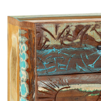 Hand Carved Bedside Cabinet - Solid Reclaimed Wood