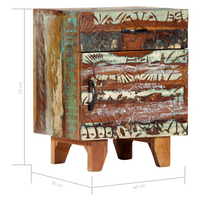 Hand Carved Bedside Cabinet - Solid Reclaimed Wood